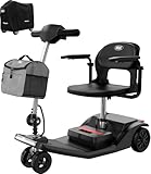 VOCIC D50 Elektromobil Faltbar Leicht(22KG),25KM Seniorenmobil Mobilitätsroller Klappbar,Aluminium Elektrischer Rollstuhl Scooter bis 136KG für Allen Gelände mit Abdeckplane,5 Jahre Garantie|Schwarz