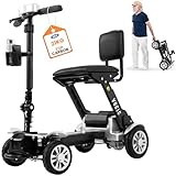 VOCIC D71 Elektromobil klappbar leicht für Senioren-21KG,20KM Kohlefaser Elektrischer Mobilitätsroller mit längenverstellbaren Rahmen bis 150KG,Flugzeugzertifizierung,5 Jahre Garantie(Silber)